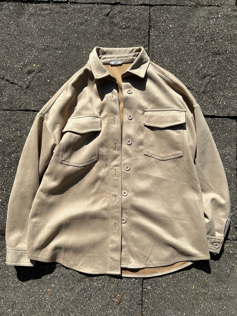 Ardene Light Beige Suede Button Up Shacket Shirt Jacket S/P